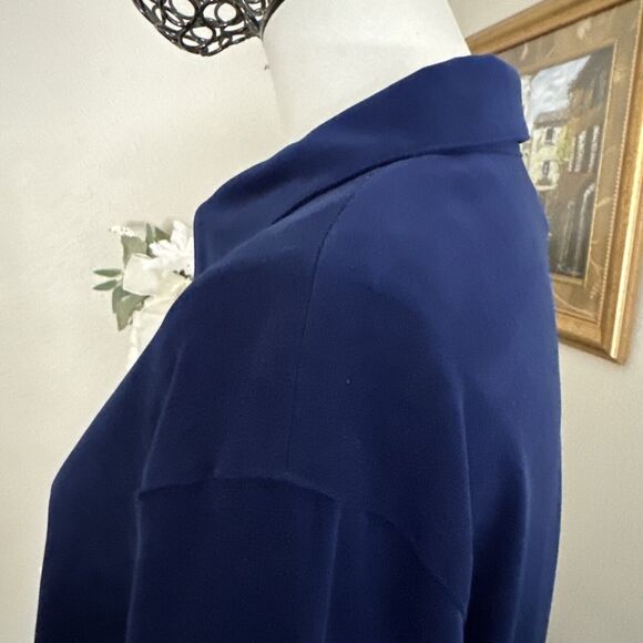 Formal Velour Shirt Formal Blue Top Blouse Vintage Talbots Women’s Size L - Picture 9 of 13